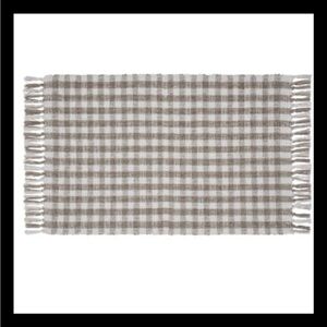My Texas House Taupe Gingham Fringe
Layering Rug, 38”x58”